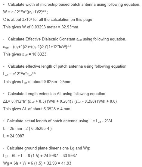 微带贴片天线计算器公式