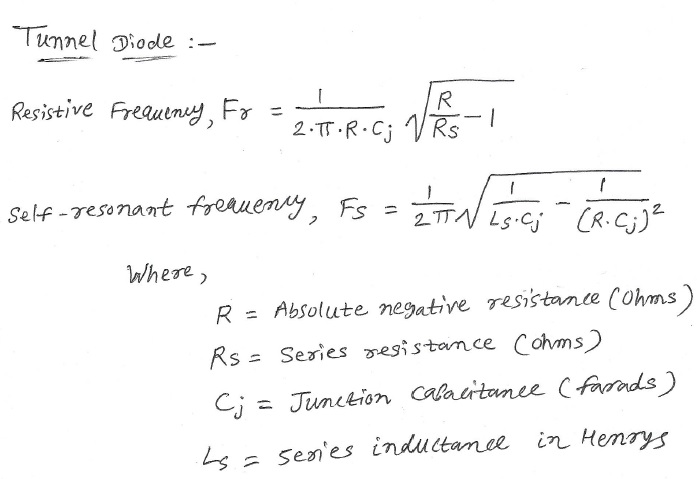 隧道二极管计算器方程